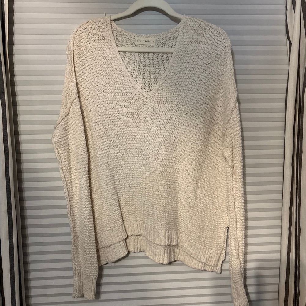 By Together Cream V-Neck Sweater